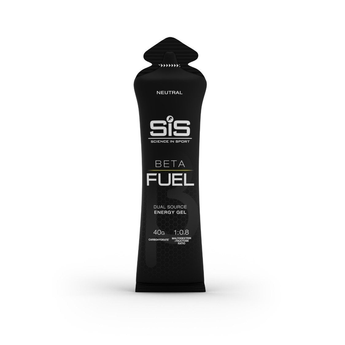 Black energy gel package with 'SIS' branding on a white background