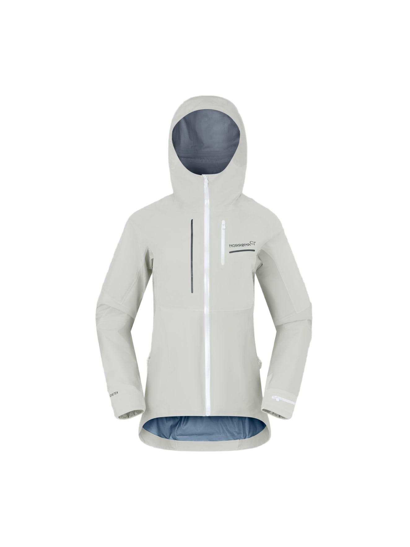 White jacket with reflective elements on a gray background