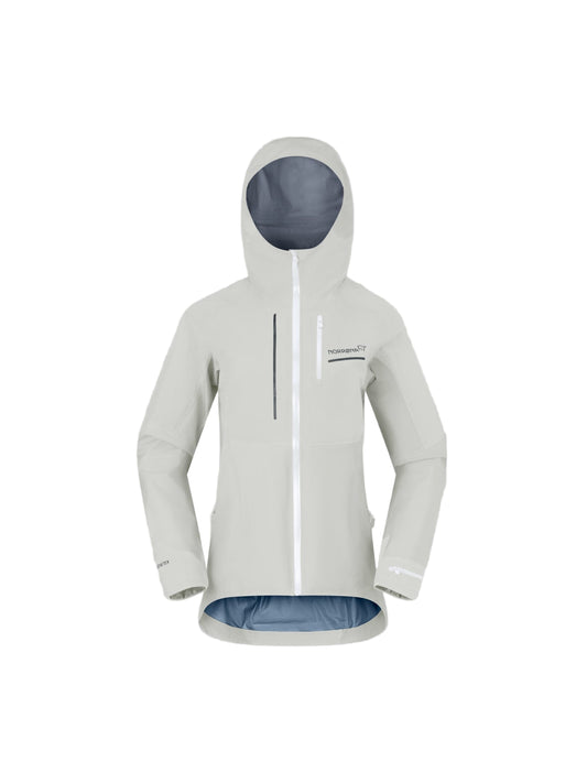 White jacket with reflective elements on a gray background