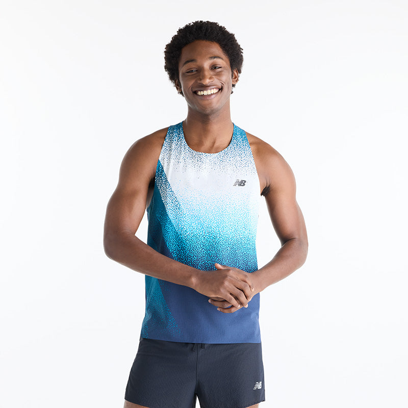 Mens New Balance Race Day Ultra Light Printed Singlet