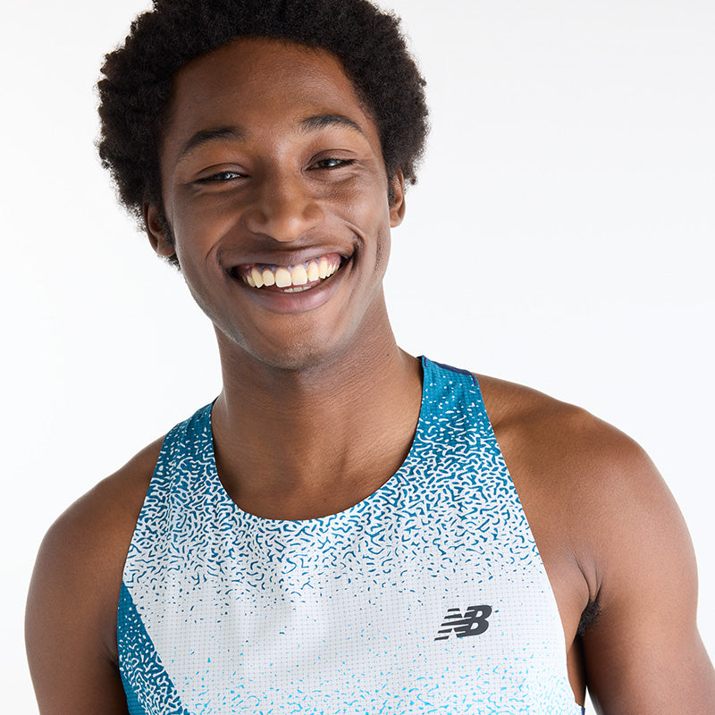 Mens New Balance Race Day Ultra Light Printed Singlet